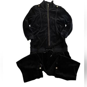 Vintage Y2K Juicy Couture Velour one piece Black Jumpsuit Size S